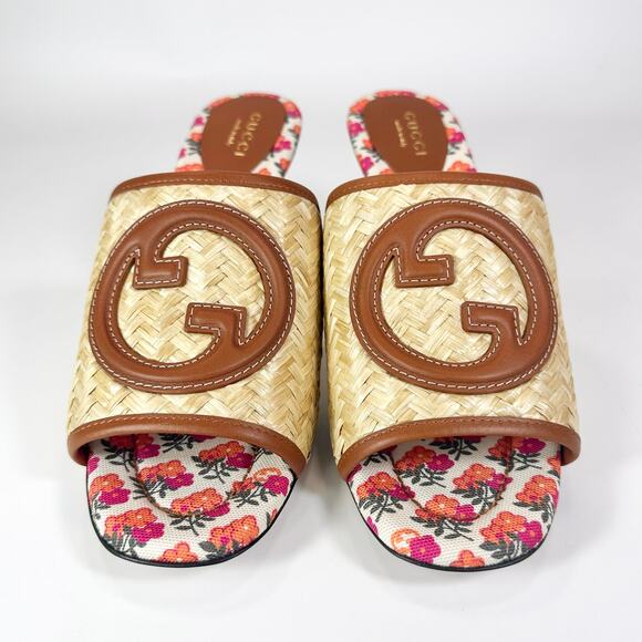 Gucci Interlocking G Raffia Sandal Heel - Women’s 7.5 - Picture 5 of 10